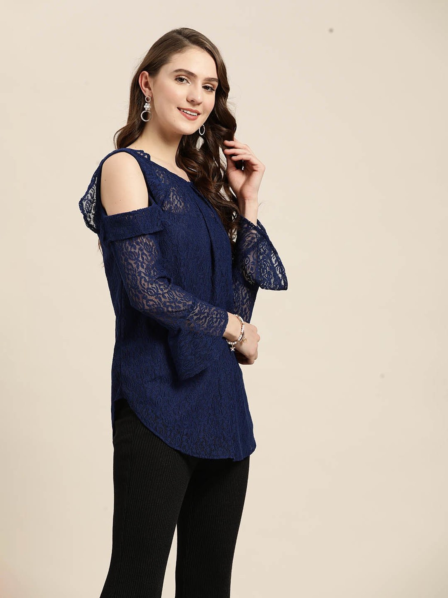 Qurvii Navy Self Design Top