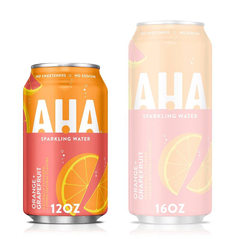 AHA Orange + Grapefruit Sparkling Water - 8pk/12 fl oz Cans