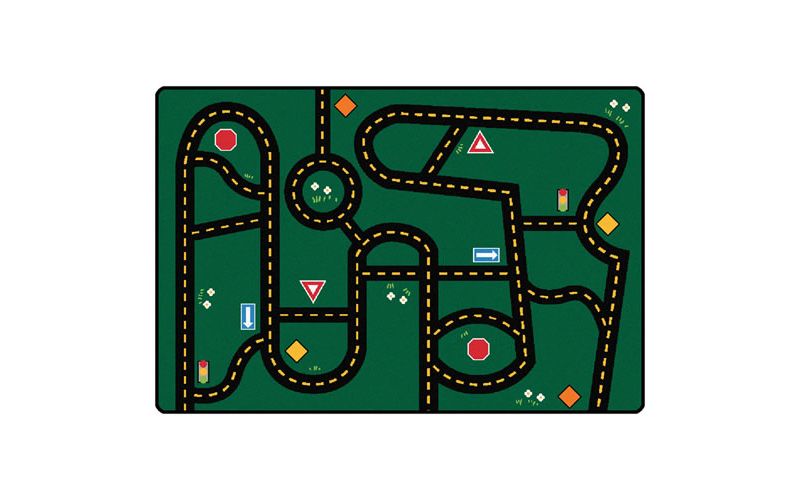 4'x6' Rectangle Woven Car Area Rug Green - Carpets For Kids