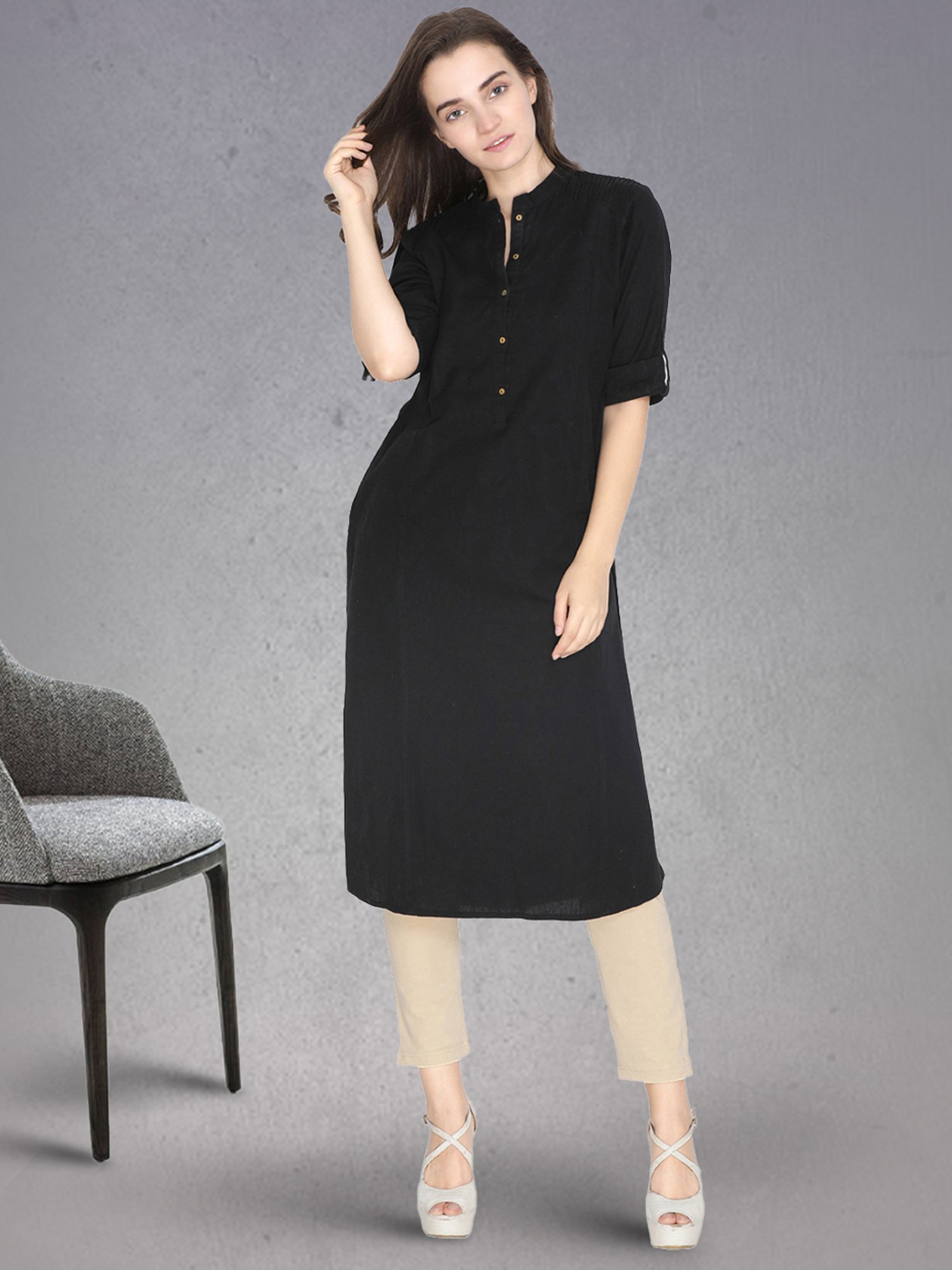 Lyra Tan Cotton Ankle Length Pants