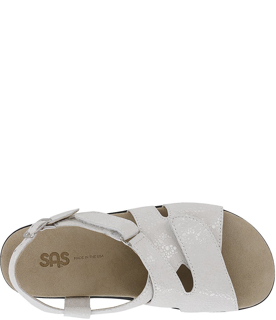 SAS Huggy Reptile Print Leather Adjustable Wedge Sandals