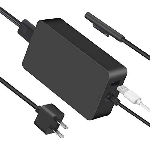 Surface Pro 6 & 5 & 4 & 3 Power Adapter Charger, 102W for Microsoft Surface Laptop 15 & 13-inch Book A1798 1798 with 5V 2A USB Port