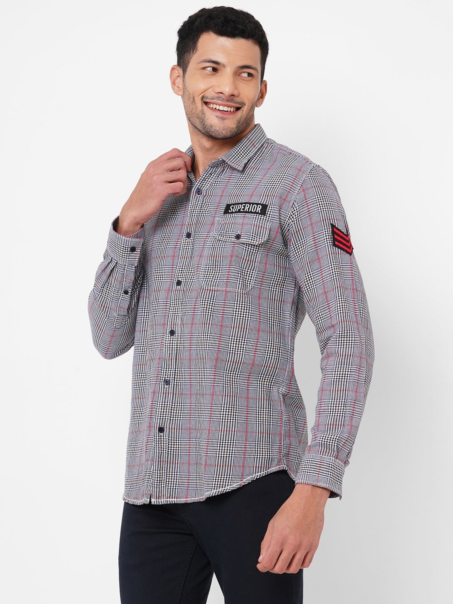 SOLEMIO Multicolor Slim Fit Check Shirt