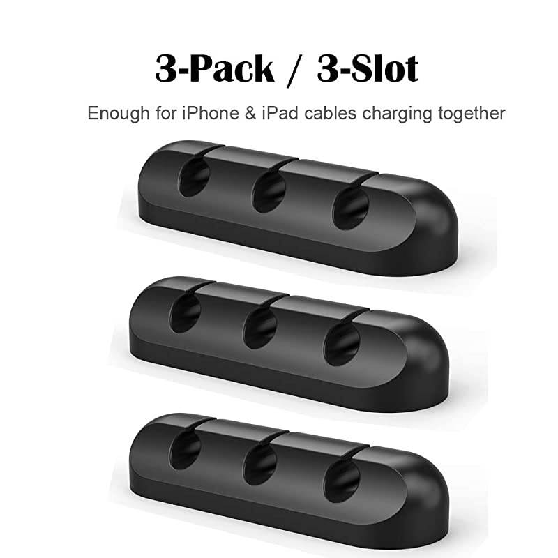 3 Pack Cable Clips  Cord Organizer Cable Management 6mm Wire Holder System Rubber Adhesive Cord Hooks fit Home Office Cubicle Car Desk Accessories