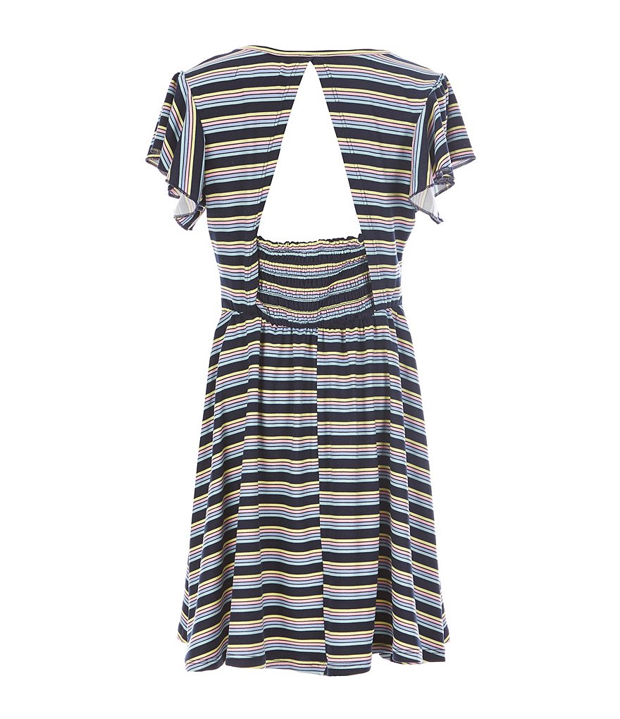 Xtraordinary Big Girls 7-16 Flutter-Sleeve Stripe Cut-Out Back Dress