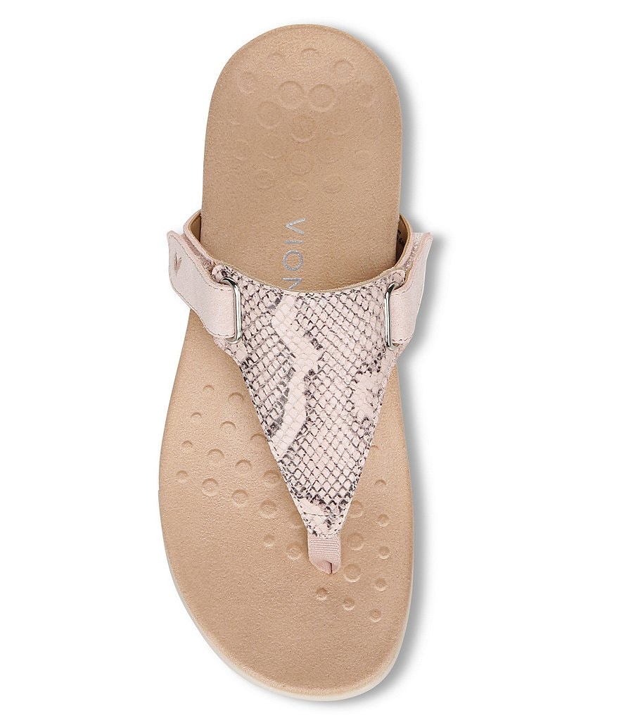 Vionic Wanda Snake Embossed T-Strap Sandals