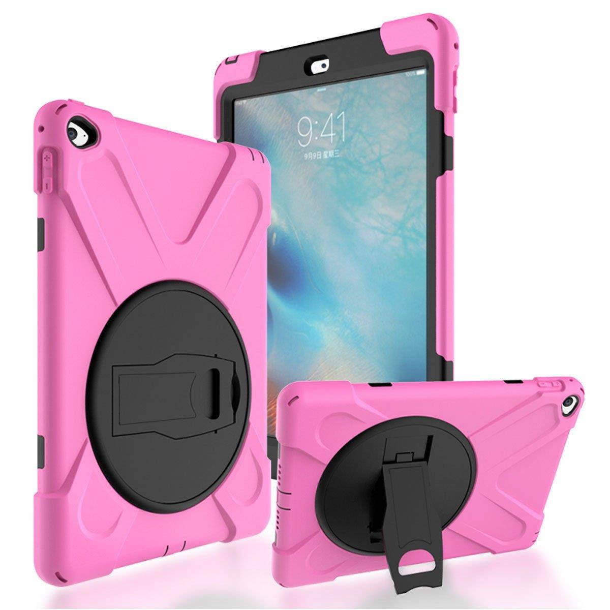 FastSun 360 Rotating Stand Shockproof Armor Hard Back Case Cover For iPad 2 (Pink)