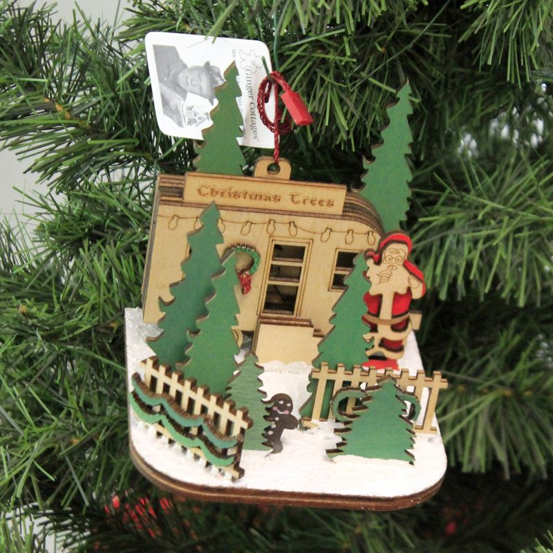 Ginger Cottages 4.0" Christmas Tree Lot Ornament Santa Trailer  -  Tree Ornaments