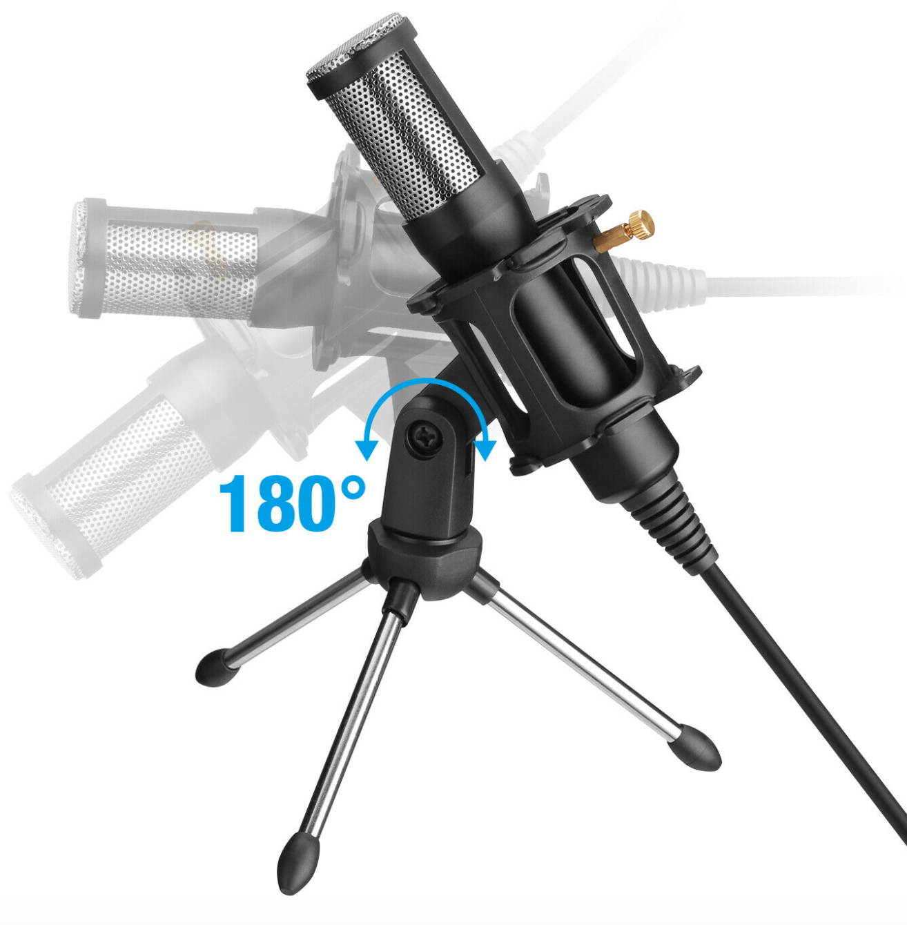 USB Condenser Microphone w/ Tripod Stand For Game Chat Audio Recording Computer
