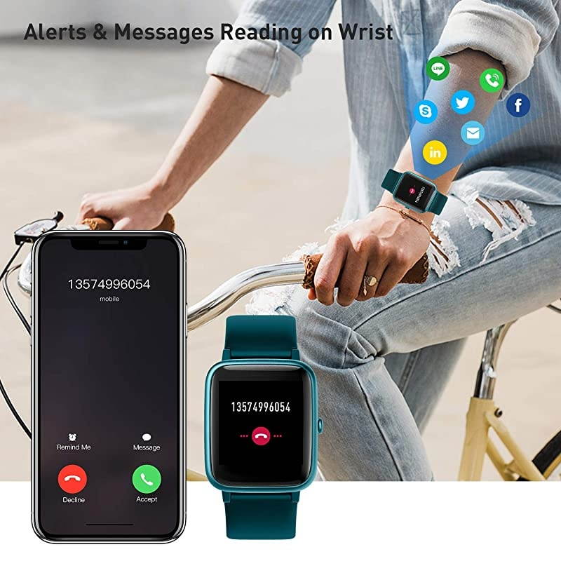 Tracker Watch with Heart Rate and Sleep Monitor Activity Tracker Waterproof Smart Wristband Watch Step Calorie Counter Pedometer Android iOS Compatible for Women Men Kids