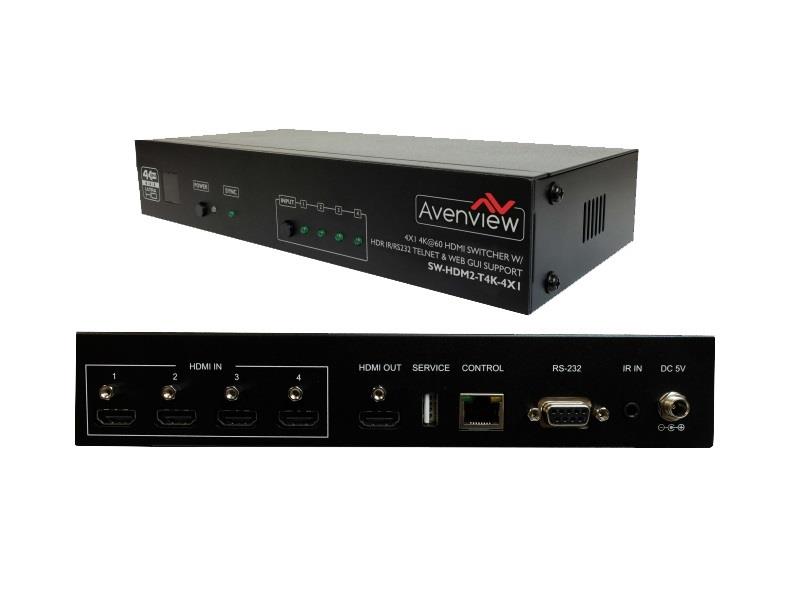 Avenview SW-HDM2-T4K-4X1 4x1 HDMI 4K UHD Matrix with 6G/Auto Detect Capability