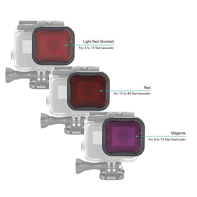 3 Pack Dive Filter for GoPro Hero 5 6 7 Black Super Suit Dive Housing RedLight Red and Magenta Filter Enhances Colors for Various Underwater Video and Photography Conditions