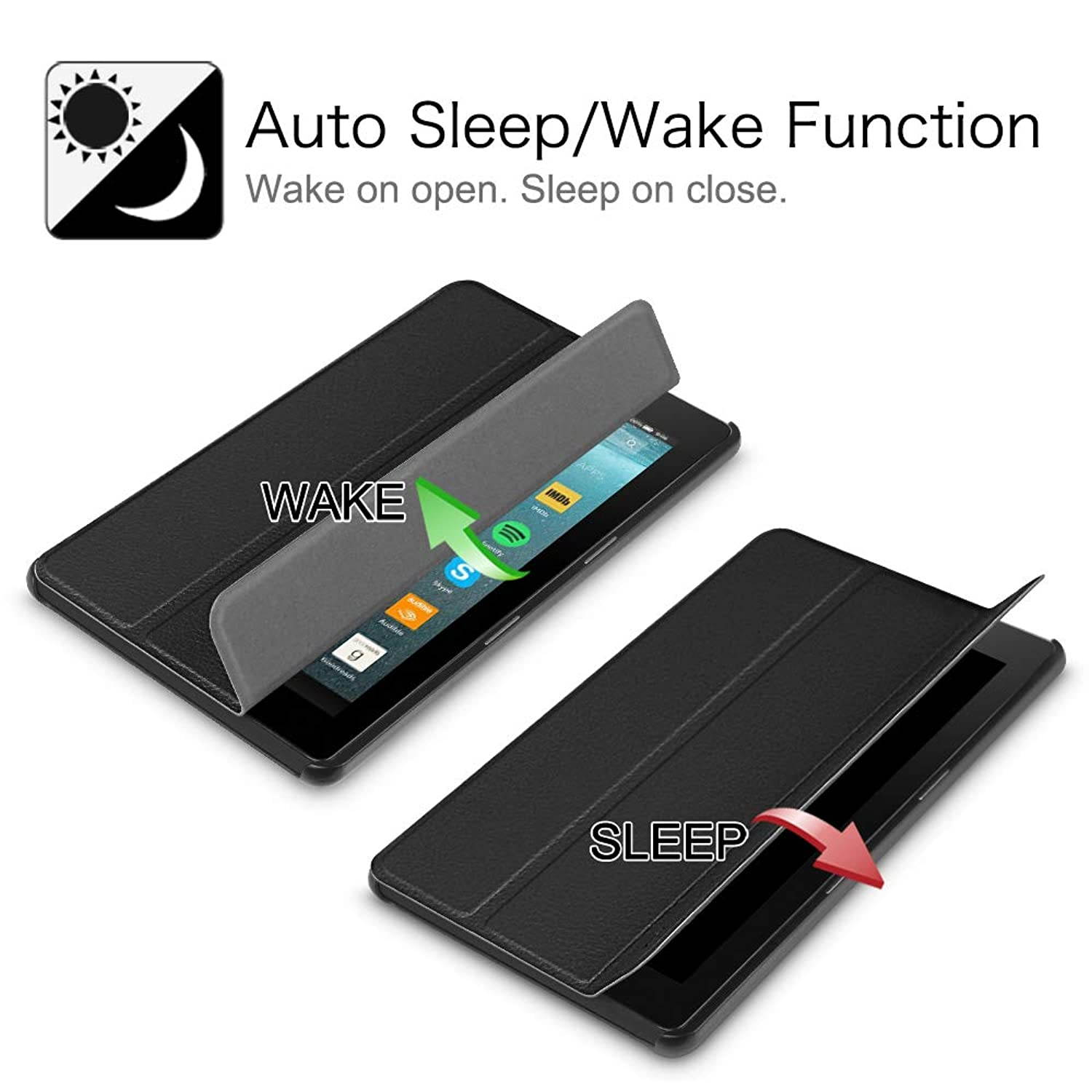 Fintie Slim Case for Amazon Fire 7 Tablet (Previous Generation - 7th, 2017 Release), Ultra Lightweight Slim Shell Standing Cover with Auto Wake/Sleep, Black