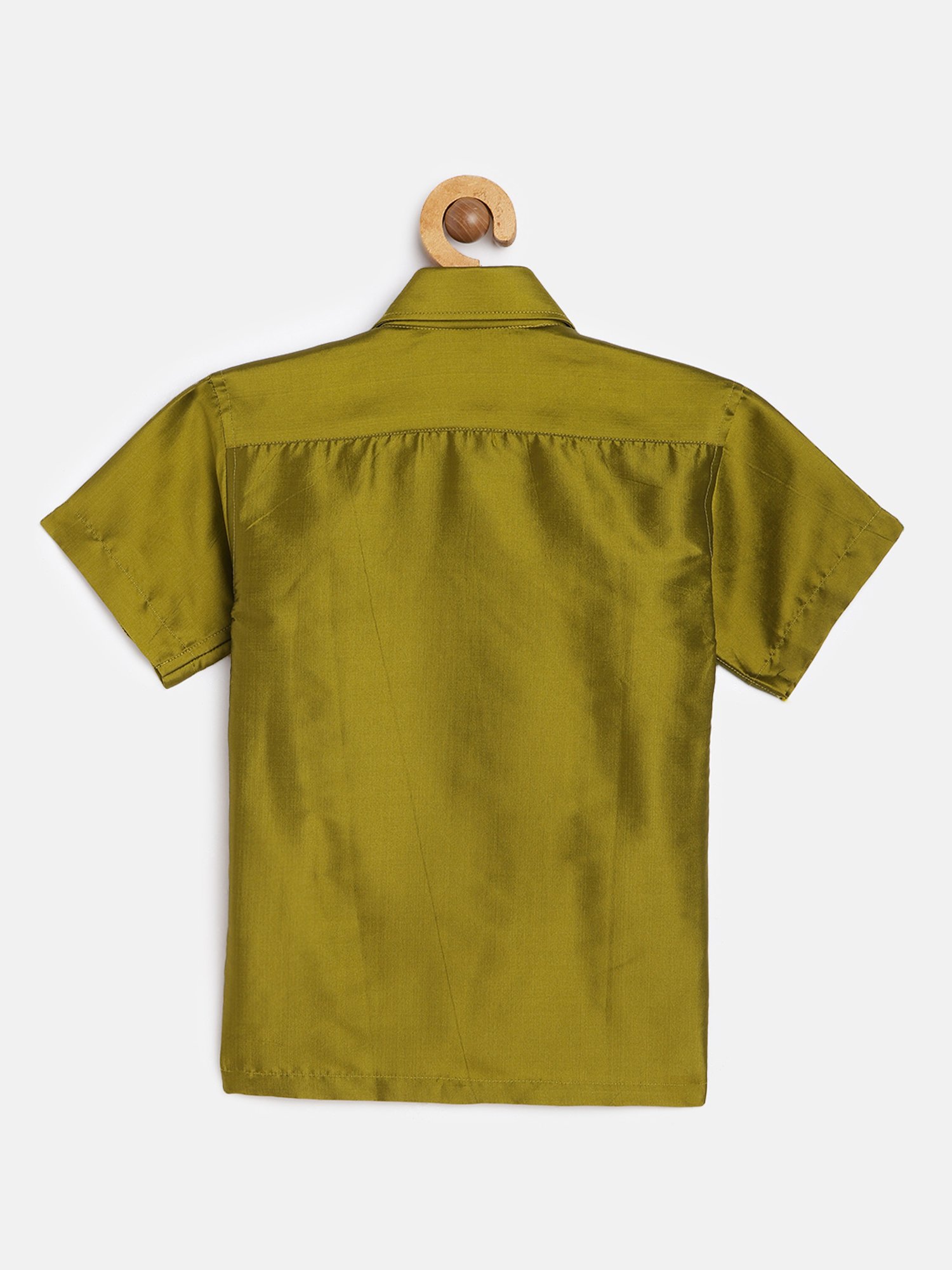 THANGAMAGAN Kids Olive Solid Shirt