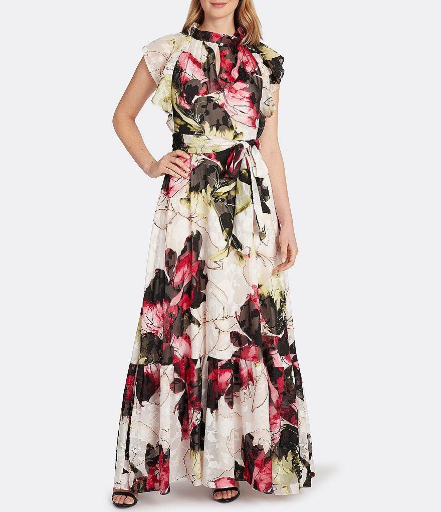 White Boho Stripes & Floral Print Floor Length Tank Dress