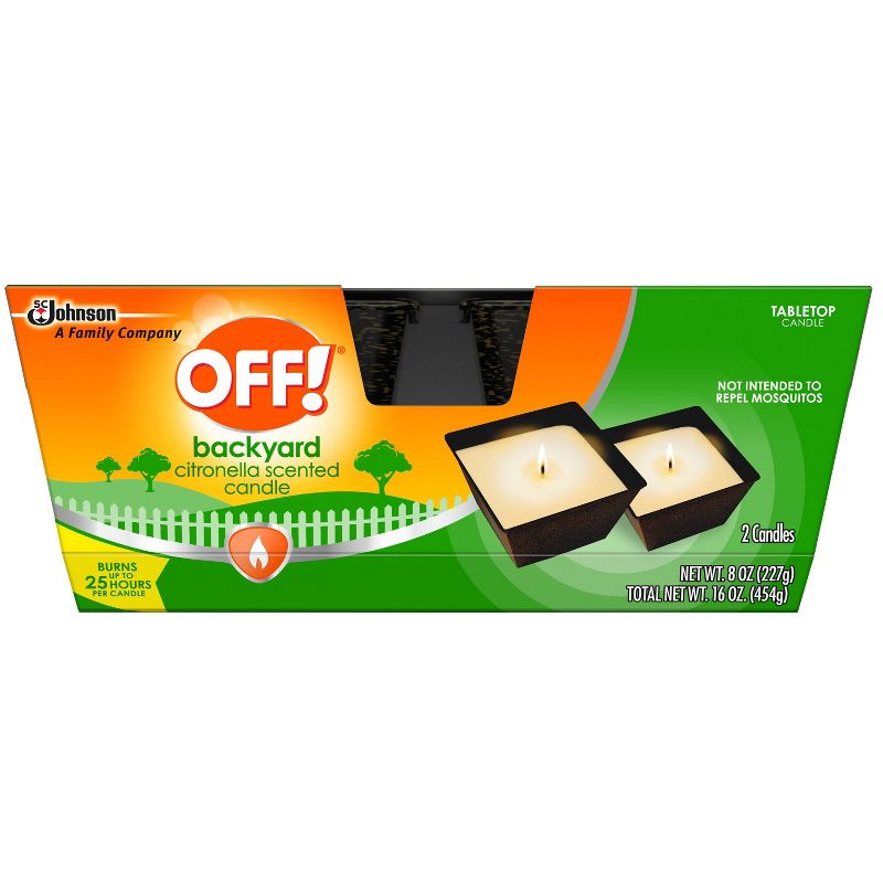 OFF! 2ct 8oz Backyard Citronella Scented Candle