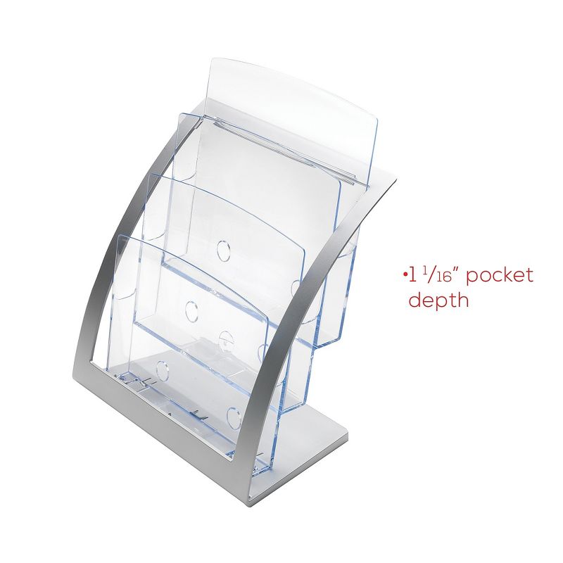 Deflecto Three-Tier Magazine Holder 11-1/4w x 6-15/16d x 13-5/16h Silver 693745