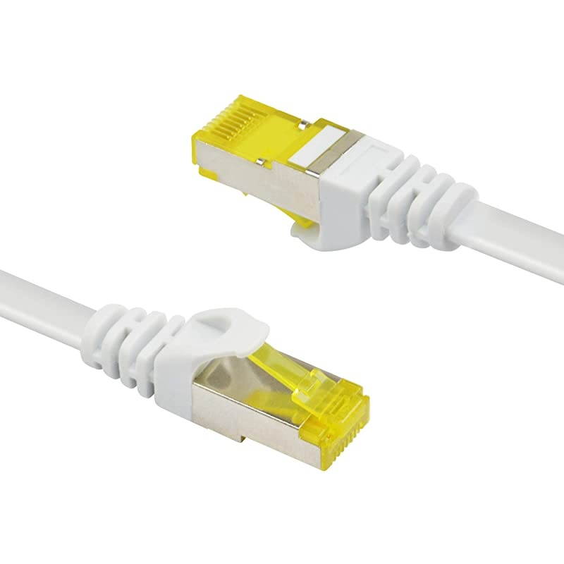 2 X 0.82ft (0.25m) Flat Ethernet Cable | CAT 7 Shielded RJ45 U/FTP LAN LAN Network Cable| 10 Gbit/s, 600MHz|10000 Mbit/s | Switch Router Modem Access Point - White