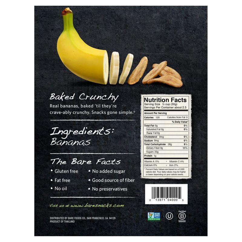 Bare Baked Crunchy Simply Banana Chips - 2.7oz