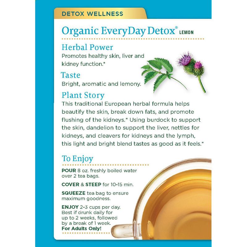 Traditional Medicinals Organic EveryDay Detox Lemon Herbal Tea - 16ct