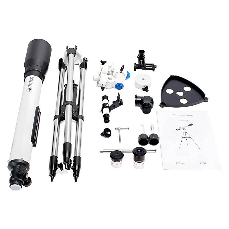 for Adults, 70mm Aperture and 700mm Focal Length Professional Astronomy Refractor Telescope for Kids and Beginners - with EQ Mount, 2 Plossl Eyepieces and Smartphone Adapter