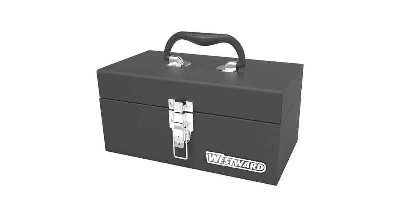 WESTWARD 44ZJ83 11-57/64"W Steel, Black Portable Tool Box, Powder Coated, 6"H