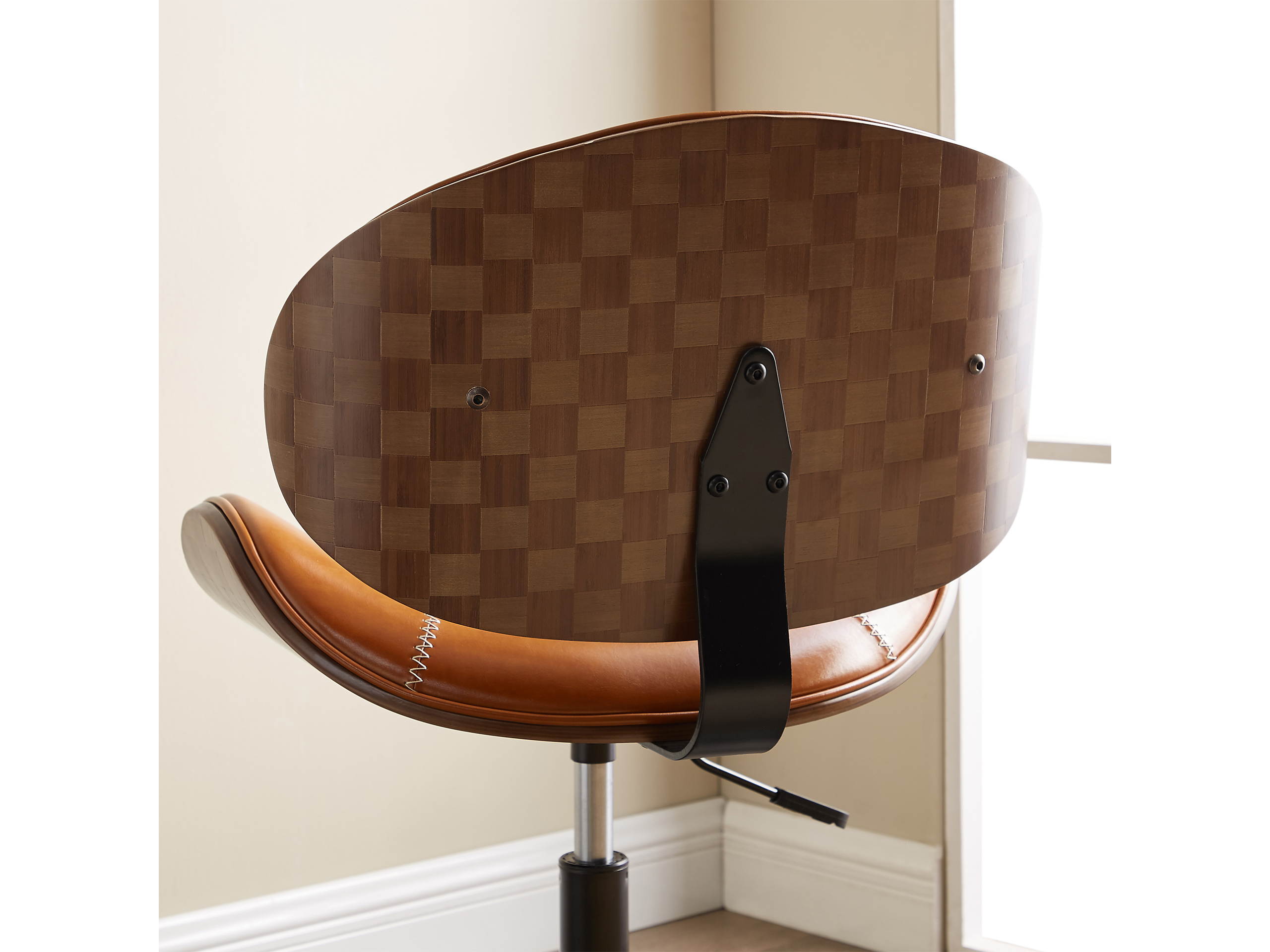 Art-Leon Faux Leather Upholstery Swivel Accent Home Office Desk Chair with 5 Casters and Unique Chess-Board Back Deco