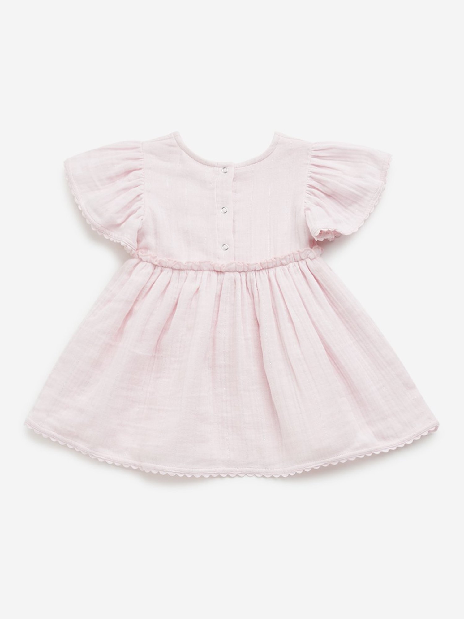 HOP Baby by Westside Pink Floral Embroidered A-Line Cotton Dress