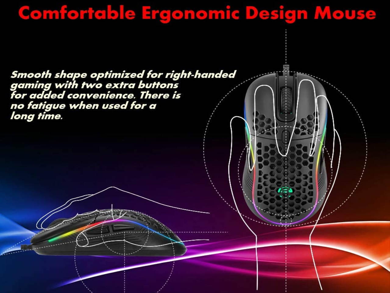Updated Gaming Mouse with 7 Programmable Buttons, Chroma RGB Backlight Gaming mice, 6400 Adjustable DPI, Ergonomic USB Computer Mouse, High Precision Sensor for Windows PC & Laptop Gamers