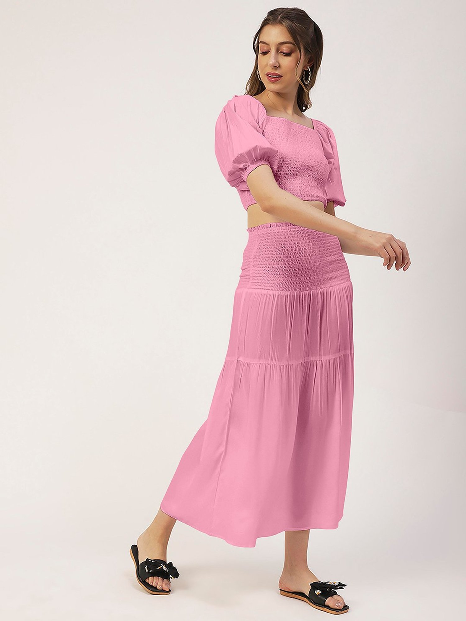 Moomaya Light Pink Midi Skirt