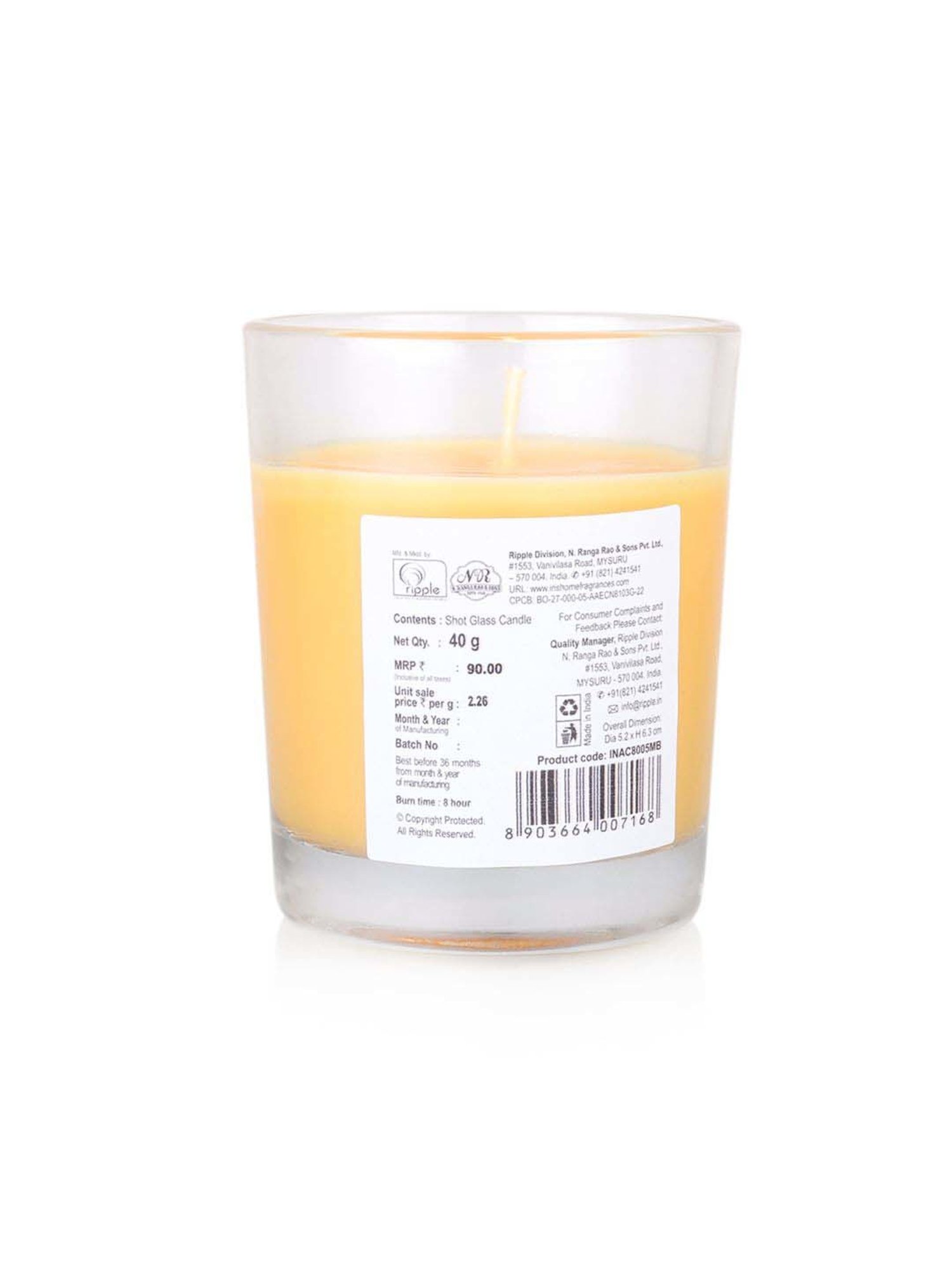IRIS Yellow Home Fragrances Mango Sorbet Shot Glass Candle - Set of 5