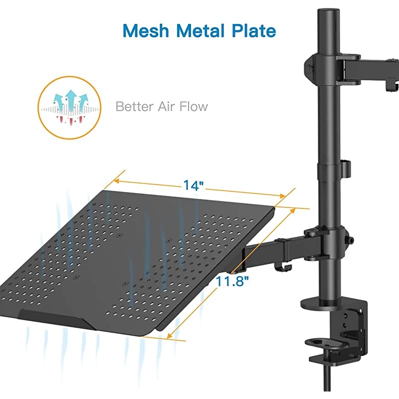 Monitor Mount Stand with Keyboard Tray Adjustable Notebook Desk Mount with Clamp and Grommet Mounting Base for 13 to 27 Inch LCD Computer Screens Up to 22lbs Notebook up to 156 Black