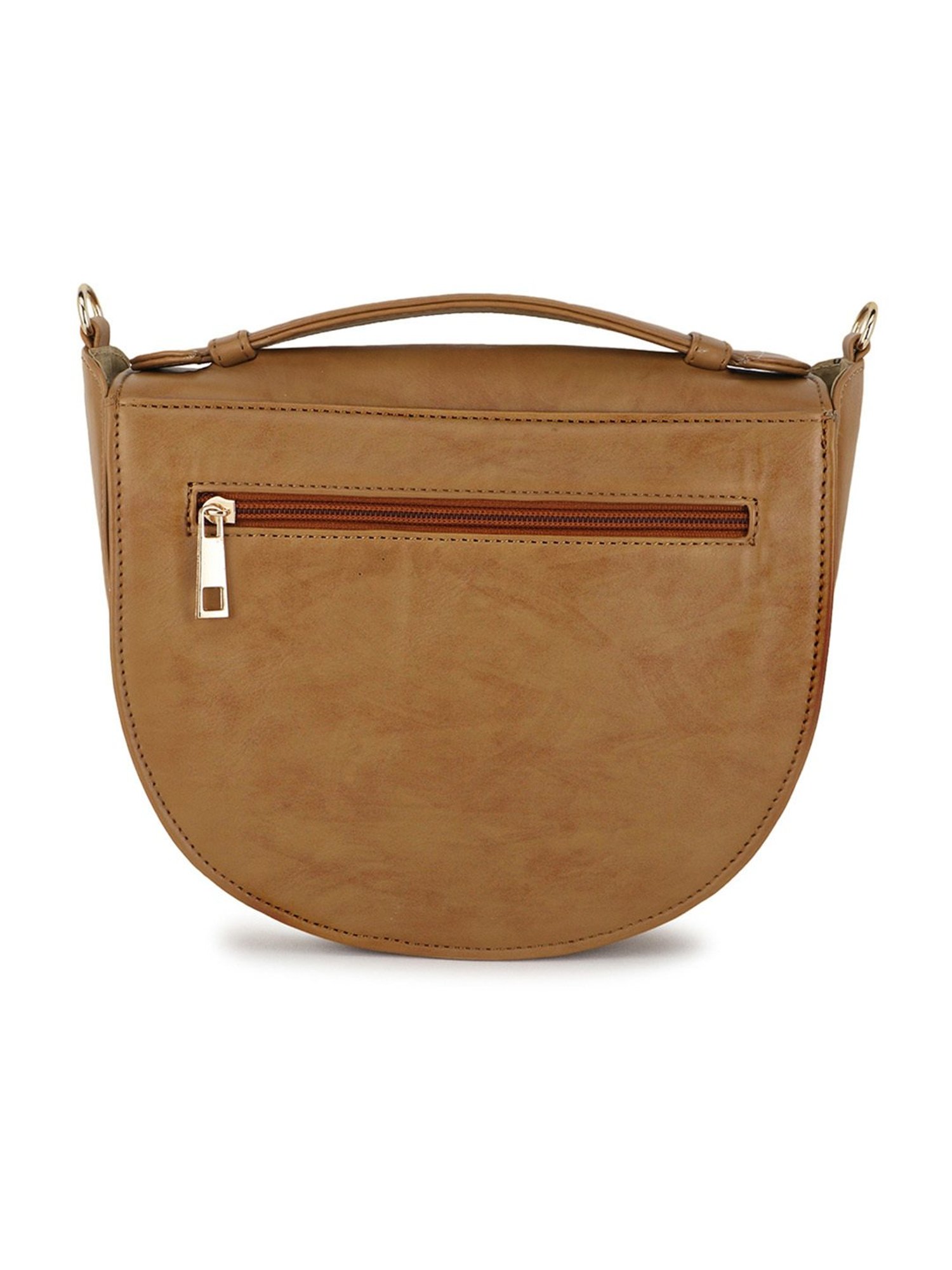 Spice Art Tan Solid Medium Saddle Cross Body Bag