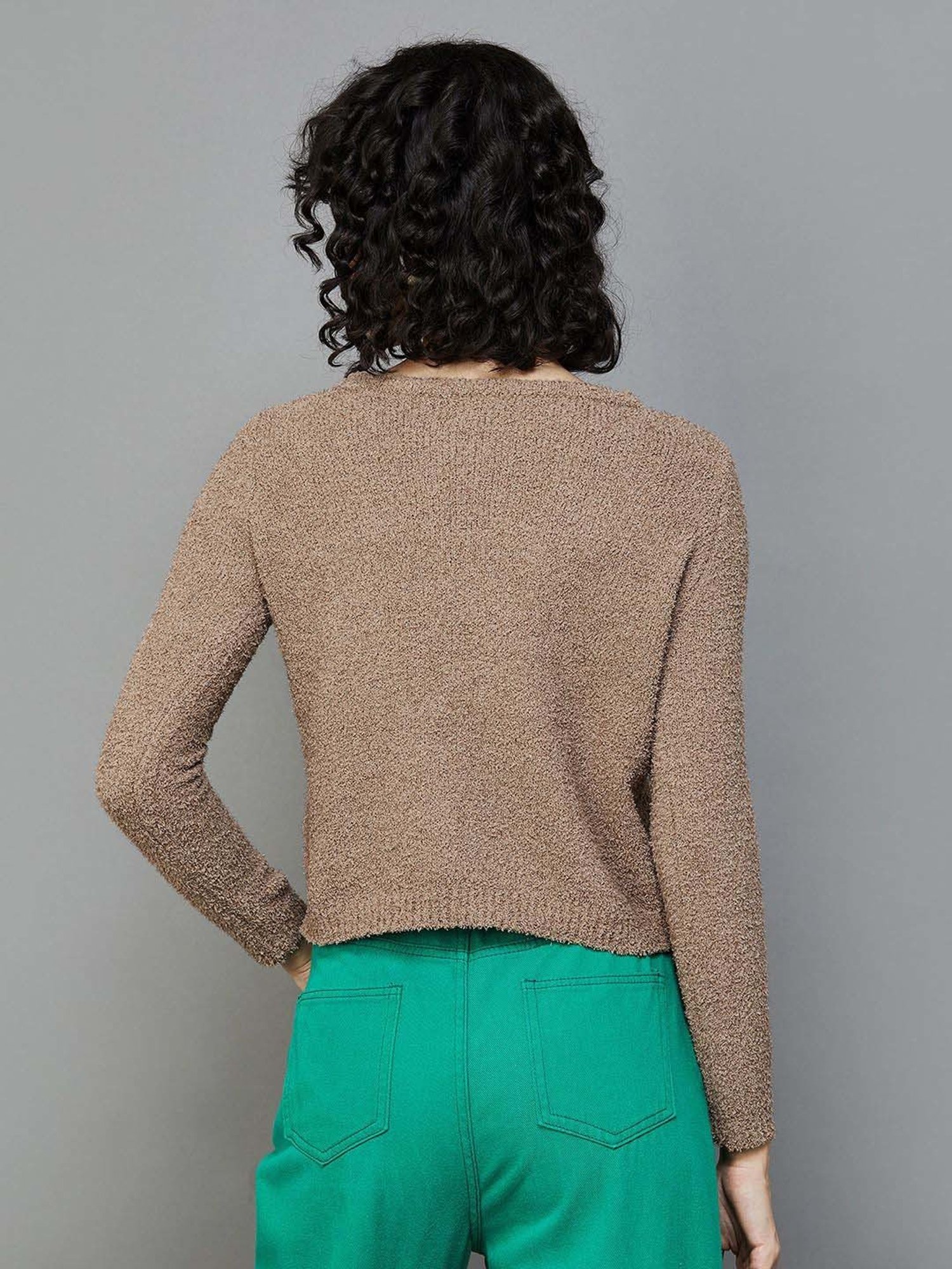 Ginger by Lifestyle Brown Cotton Sweater