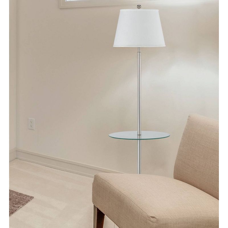 60" 3-way Andros Metal Floor Lamp with Glass Tray Brushed Steel - Cal Lighting