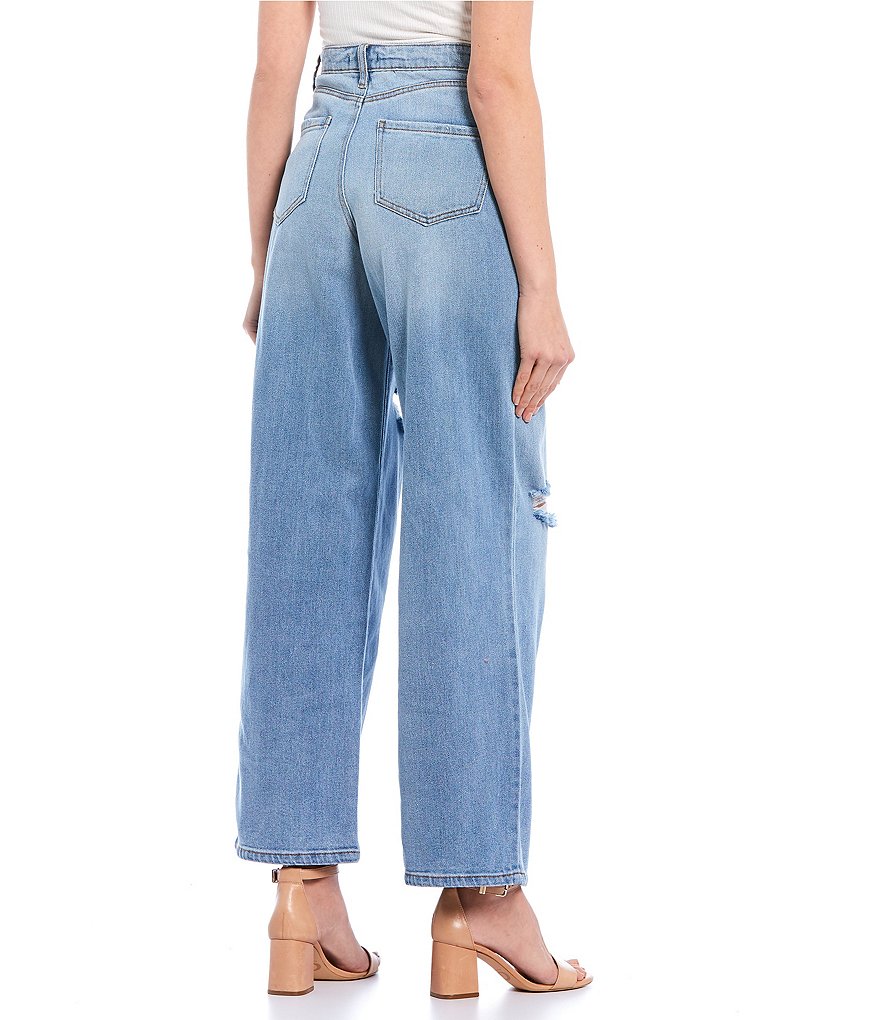 YMI Jeanswear High Rise Cropped Frayed Wide Leg Jeans