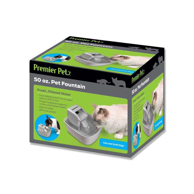 Premier Pet Automatic Pet Fountain for Dogs and Cats - 50oz