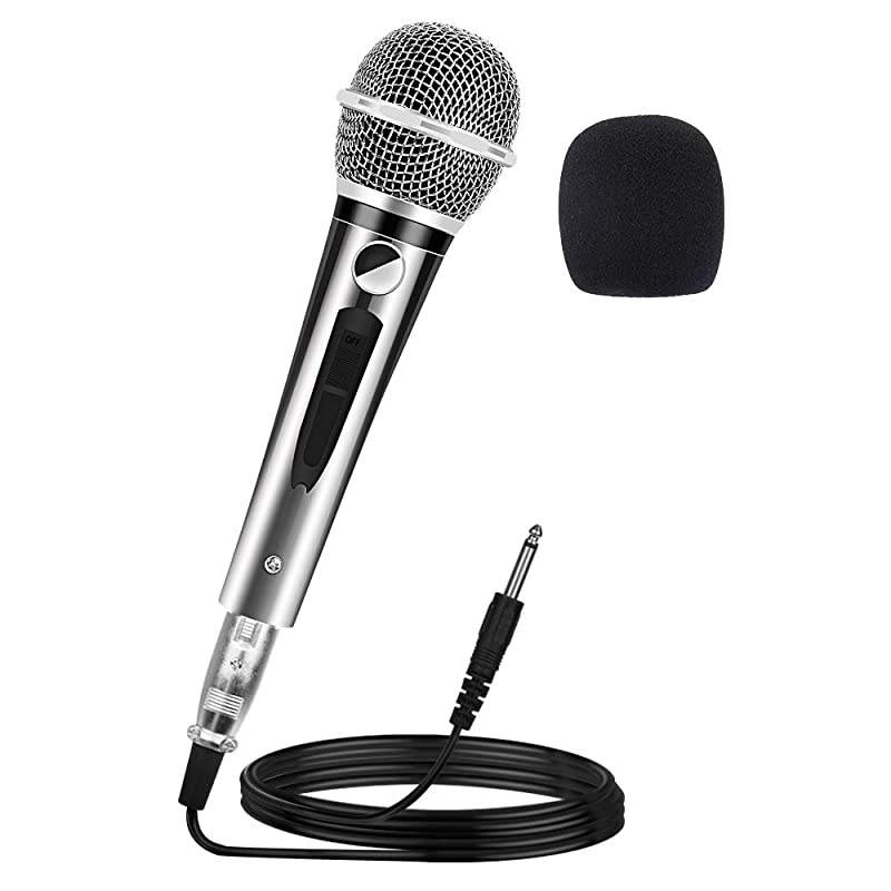 Dynamic Wired Microphone, Professional Handheld Vocal Mic with 13ft 6.35mm XLR Audio Cable Compatible with Karaoke Machine/Speaker/Amp/Mixer for Singing, Speech, Wedding, Stage