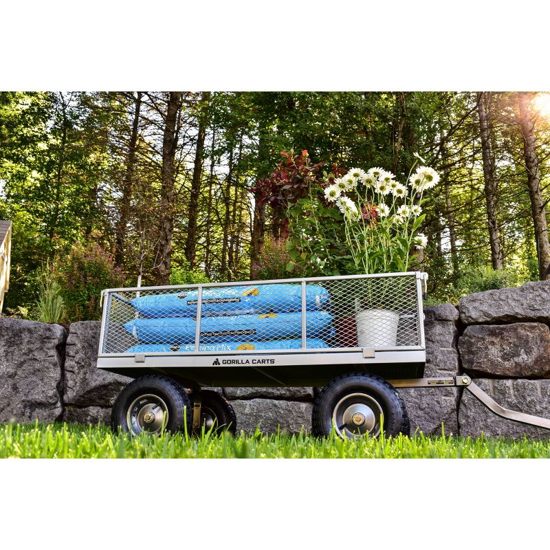 Gorilla Carts Heavy Duty Steel Utility Cart with Removable Sides and Pneumatic Tires Capacity