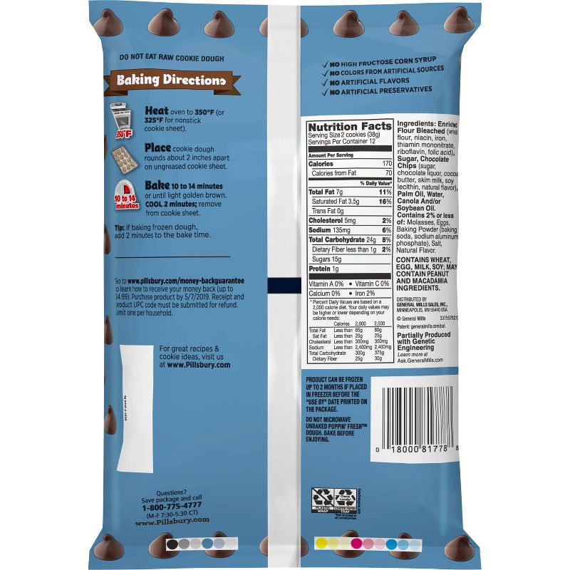 Pillsbury Chocolate Chip Cookie Dough - 16oz/24ct