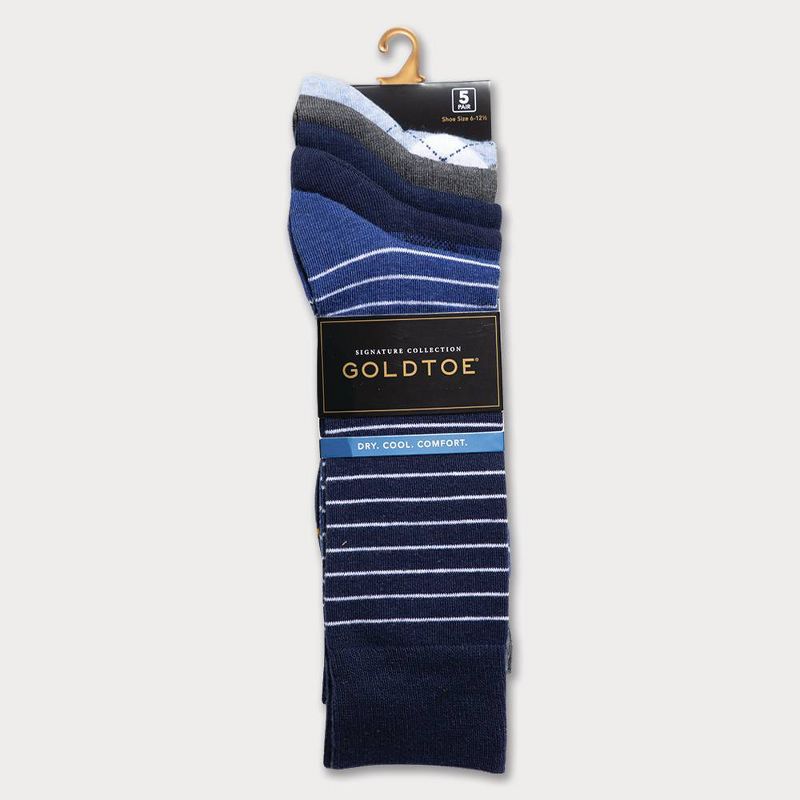 Signature Gold by GOLDTOE Men's Colorblock Crew Socks 5pk - Navy 6-12.5