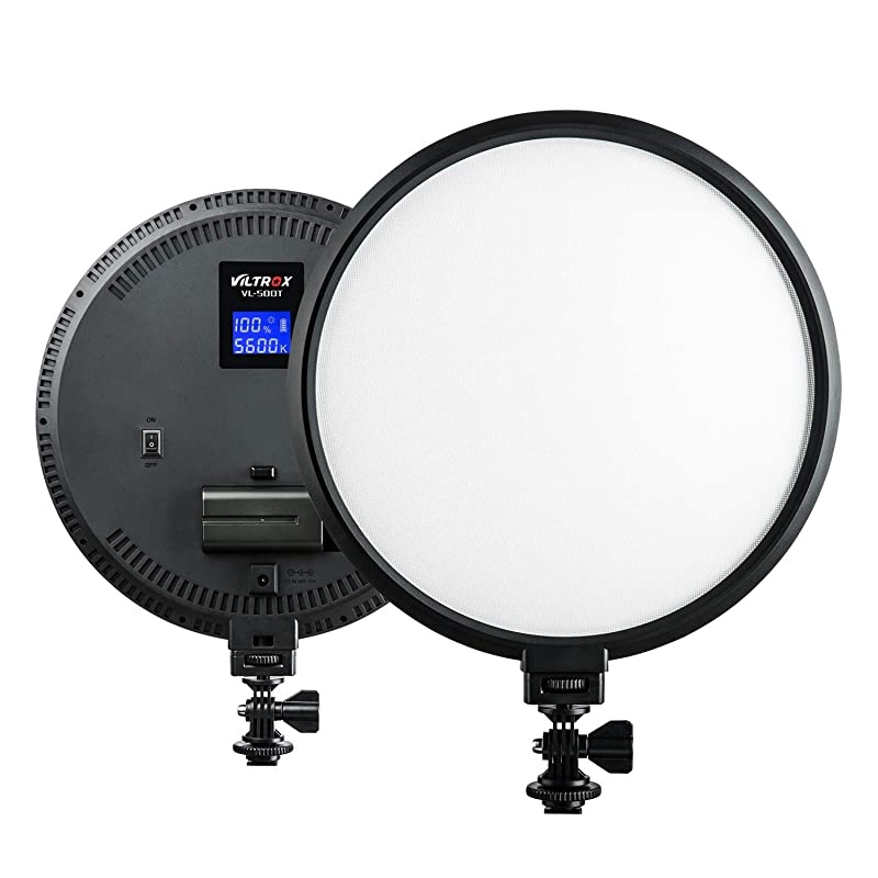 VL500T Led Light kit3300K5600K LED Video Conference Lighting 10 inch UltraThin Key Light Studio Round Lighting LED Video Light for Video Calling Portrait Light with BatteryAC Adapter