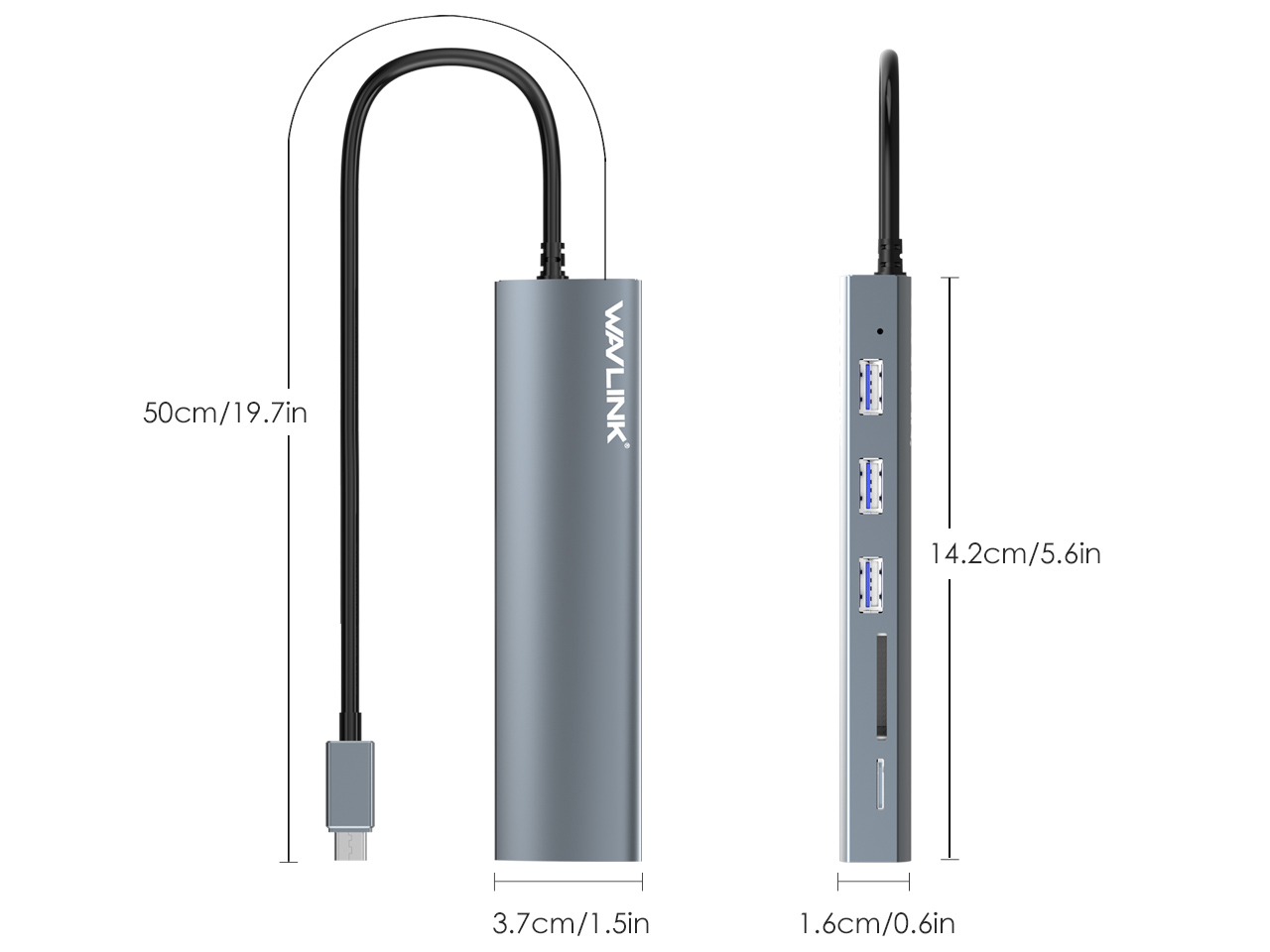 Wavlink USB C Hub, Type C Adapter Mini Docking Station with 4K HDMI Port, 2 USB 3.0, TF/SD Card Reader, USB-C PD3.0 100W  and Thunderbolt 3, LED indicator For MacBook Pro for MacBook Pro/Air
