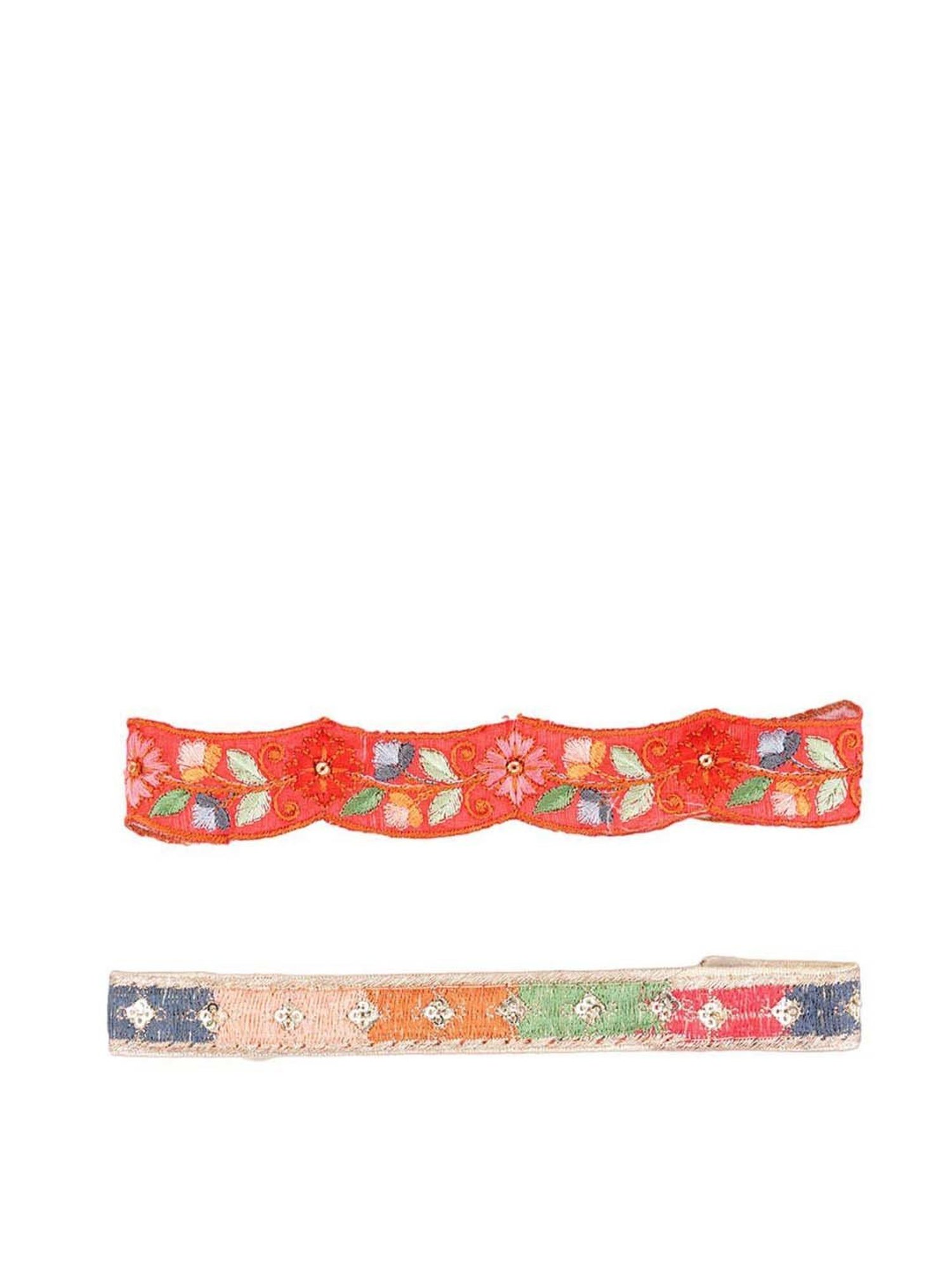 Aditi Wasan Off White Printed Head Bands Pack of 2
