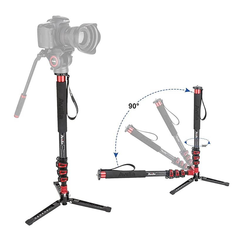 A324D Aluminum 67 Inch Video Monopod 4 Section with Tripod Feet Compatible for DSLR Camera Camcorder