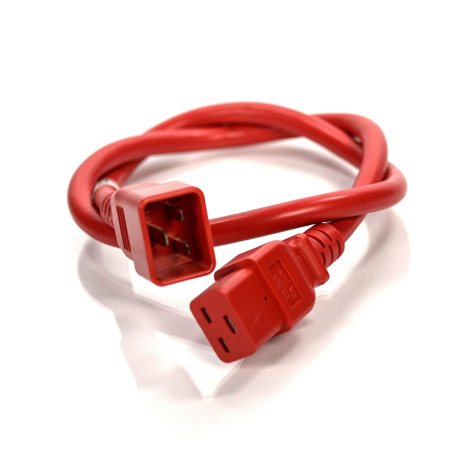 StayOnline C20 Plug to C19 Connector 20a/250v PFC2012E36R 3 ft Red AC Power Cord