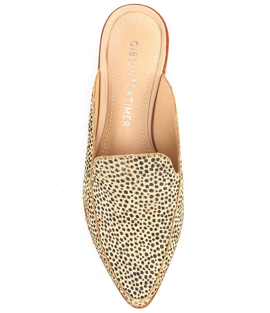 Gibson & Latimer Haydene Cheetah Print Calf Hair Structured Mules