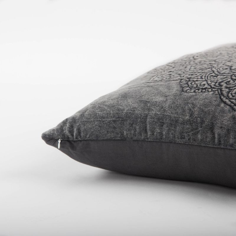 Medallion Throw Pillow Gray - Rizzy Home