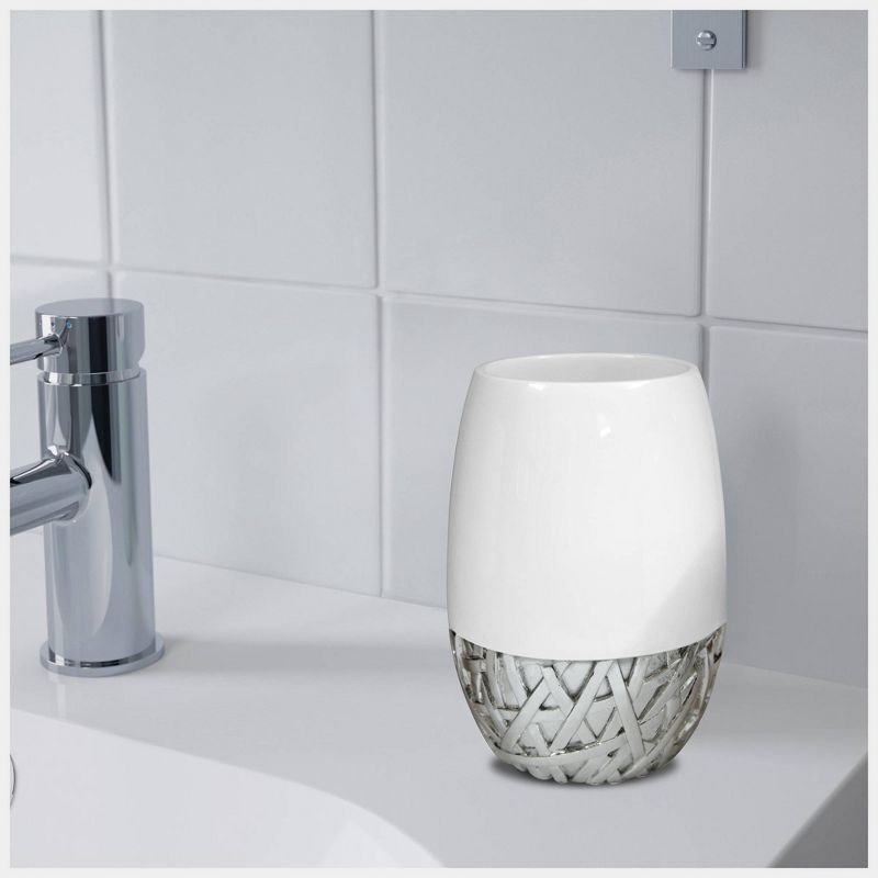 9pc Bali Resin Bath Accessory Set for Vanity Counter Tops White - Nu Steel