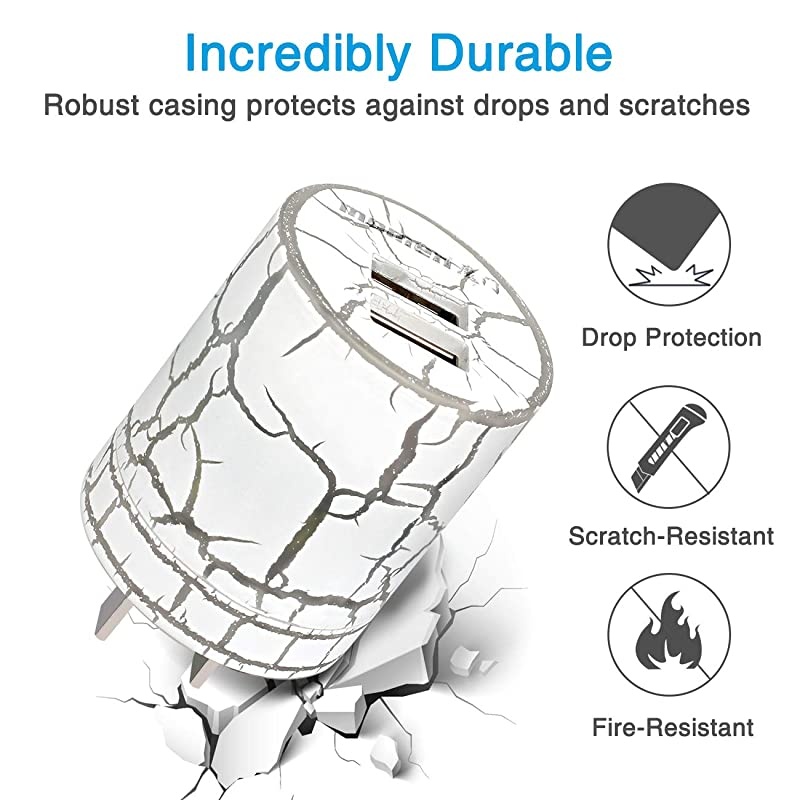 USB Wall Charger, Wall Fast Charger with Foldable Travel Plug for iPhone 11/Xs/XS MAX/XR/X/8/7, Samsung, LG, HTC, Kindle, PS4, 2 USB Wall Charger 5V/2.1A Wall Charger Block with Blue Night Light